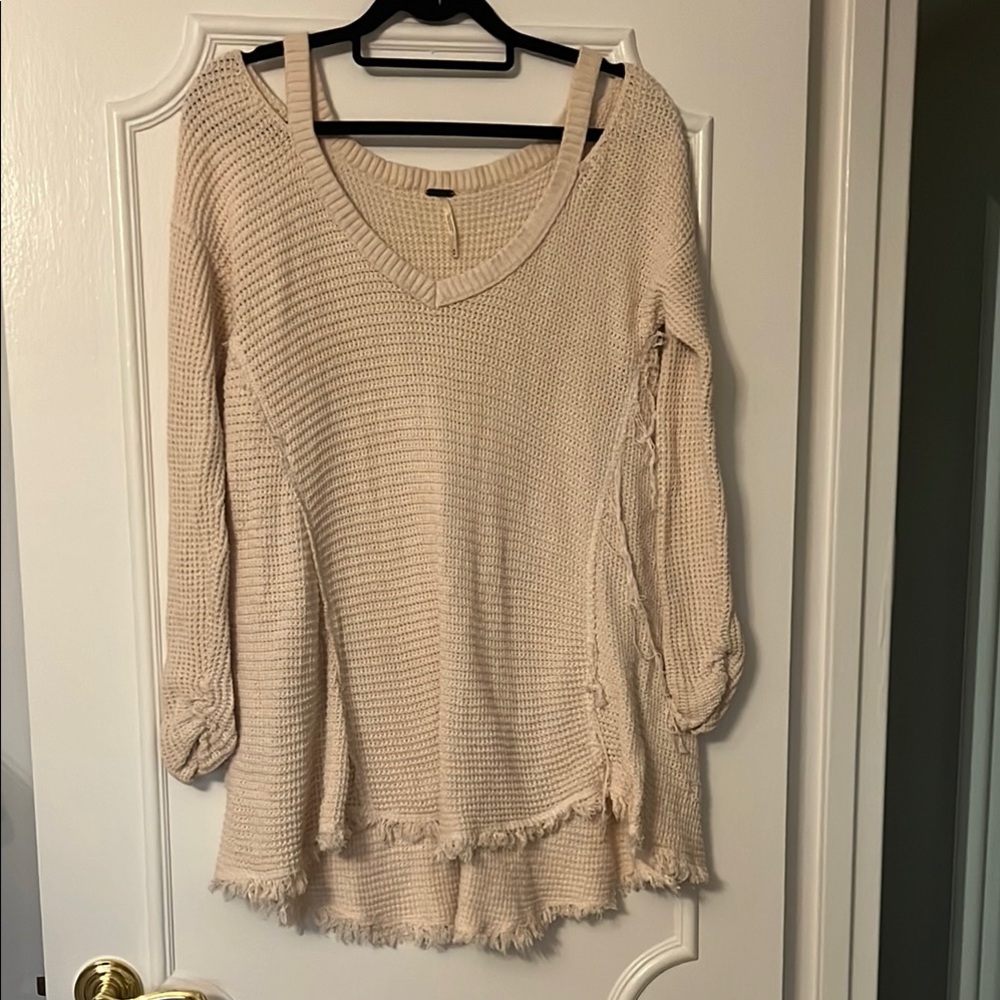 Free People Beige Knit Sweater